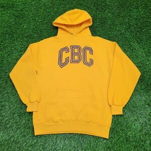 Vintage 80s JERZEES Hoodie Womens M/L 19x25 Yellow Arch USA